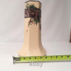 Antique Weller Hudson Pottery Octagonal Vase Hand Painted Floral Arts Crafts