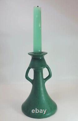 Antique Weller Matte Green Arts & Crafts Single Candlestick Rare Form 6 WEAR
