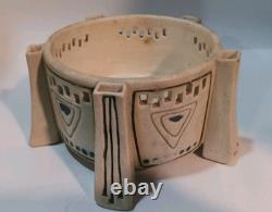 Antique Weller Pottery Creamware Planter Arts & Crafts Pierced Ceramic