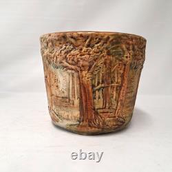 Antique Weller Pottery Woodcraft Forest Matte Planter Arts & Crafts Tree Relief