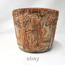 Antique Weller Pottery Woodcraft Forest Matte Planter Arts & Crafts Tree Relief