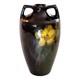 Antique Weller Vase Double Handle Art Pottery Louwelsa Glazed Hand Painted Pansy