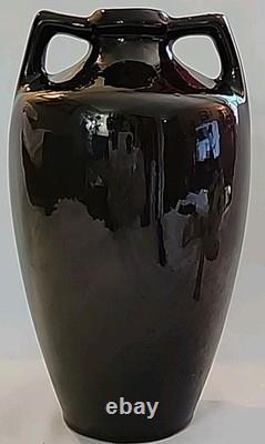 Antique Weller Vase Double Handle Art Pottery Louwelsa Glazed Hand Painted Pansy