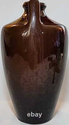 Antique Weller Vase Double Handle Art Pottery Louwelsa Glazed Hand Painted Pansy