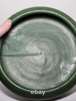 Antique Zanesville Arts & Crafts Matte Green Low Bulb Planter/Bowl c. 1912-1920