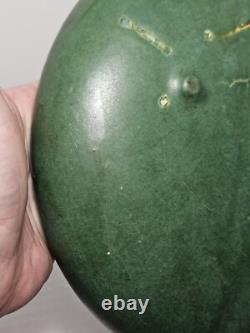 Antique Zanesville Arts & Crafts Matte Green Low Bulb Planter/Bowl c. 1912-1920