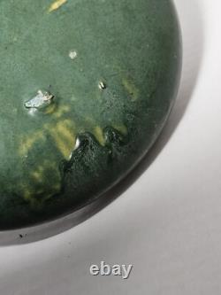 Antique Zanesville Arts & Crafts Matte Green Low Bulb Planter/Bowl c. 1912-1920