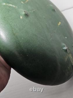 Antique Zanesville Arts & Crafts Matte Green Low Bulb Planter/Bowl c. 1912-1920