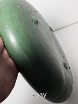 Antique Zanesville Arts & Crafts Matte Green Low Bulb Planter/Bowl c. 1912-1920