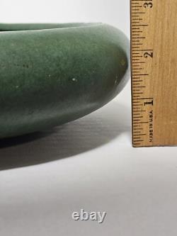 Antique Zanesville Arts & Crafts Matte Green Low Bulb Planter/Bowl c. 1912-1920
