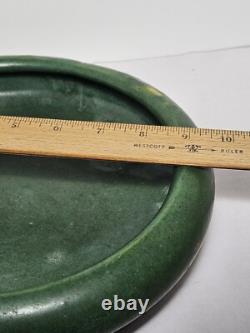 Antique Zanesville Arts & Crafts Matte Green Low Bulb Planter/Bowl c. 1912-1920