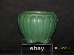 Antique Zanesville Cucumber Glaze Ribbed Vase/Bowl Arts & Crafts Mission Era