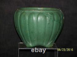 Antique Zanesville Cucumber Glaze Ribbed Vase/Bowl Arts & Crafts Mission Era