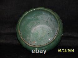 Antique Zanesville Cucumber Glaze Ribbed Vase/Bowl Arts & Crafts Mission Era