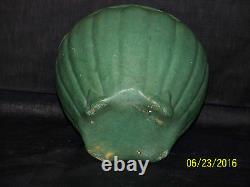 Antique Zanesville Cucumber Glaze Ribbed Vase/Bowl Arts & Crafts Mission Era