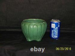 Antique Zanesville Cucumber Glaze Ribbed Vase/Bowl Arts & Crafts Mission Era