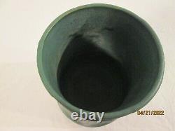 Antique Zanesville matte green Arts & Crafts pottery octagonal vase vintage 1915