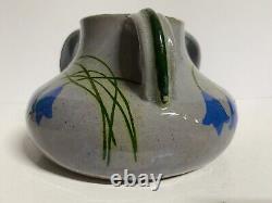 Anton Lang ARTS & CRAFTS Pottery 3-Handled Form Vase Flower Artist decorated 6w