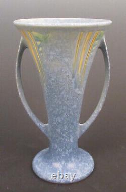 Art Deco Roseville Pottery Arts Crafts Blue Windsor 548-7 Vase Geometric Motifs