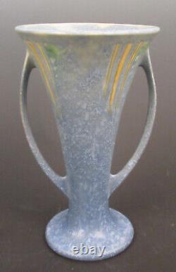 Art Deco Roseville Pottery Arts Crafts Blue Windsor 548-7 Vase Geometric Motifs