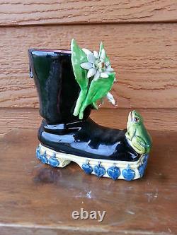 Art MADE IN ITALY CERAMIC VASE garden boot kitschy Frog Flower