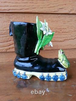 Art MADE IN ITALY CERAMIC VASE garden boot kitschy Frog Flower