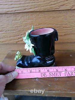 Art MADE IN ITALY CERAMIC VASE garden boot kitschy Frog Flower