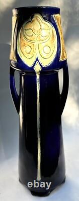 Art Nouveau Arts Crafts German/Austrian Hand Paint Pansy Decorated Pottery Vase