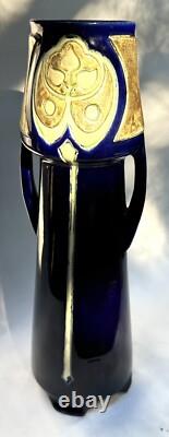 Art Nouveau Arts Crafts German/Austrian Hand Paint Pansy Decorated Pottery Vase
