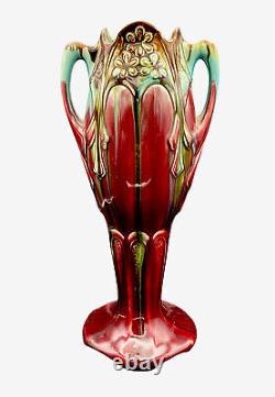 Art Nouveau Drip Glaze Vase Belgium 2169 Faiencerie Thulin Pottery Estate #13