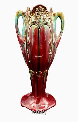 Art Nouveau Drip Glaze Vase Belgium 2169 Faiencerie Thulin Pottery Estate #13