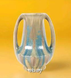 Art Nouveau Rare & Large Pierrefonds Vase Hexagonal Crystalline Glazed 33 Cms