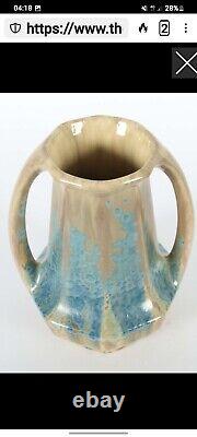 Art Nouveau Rare & Large Pierrefonds Vase Hexagonal Crystalline Glazed 33 Cms