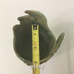 Art Pottery Hand Carved Patch Vase Matte Glaze Green Arts And Crafts Signed