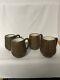 Art Pottery Vintage Clewell 4 Mugs Canton Ohio Arts & Crafts Copper Clad Rivets