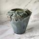 Artisan Blue Stoneware Vase Crafted By C. Smalley