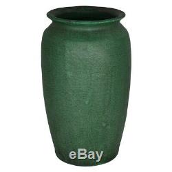 Arts And Crafts American Art Pottery Matte Green Ribbed Vase