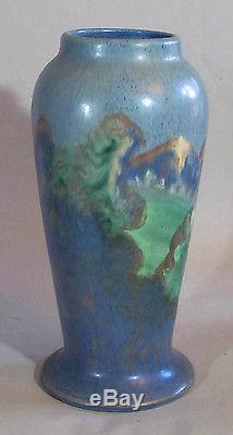 Arts And Crafts Art Pottery Scenic Vase 12 Inches High