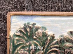 Arts And Crafts Pottery Palm Tree Landscape Plaque Tile Joshua M Johnson JMJ
