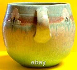 Arts And Crafts Roseville Pottery Montcello Two Handled Vase # 559-5 Blue/green