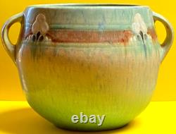 Arts And Crafts Roseville Pottery Montcello Two Handled Vase # 559-5 Blue/green