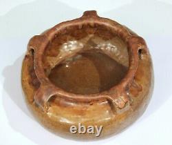 Arts & Crafts Antique Coil Built Low Vase Bowl Old Pottery Matt Brown