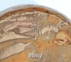 Arts & Crafts Antique Coil Built Low Vase Bowl Old Pottery Matt Brown