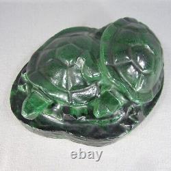 Arts & Crafts Art Deco Art Pottery Turtle Sculpture Handbuilt with Green Glaze