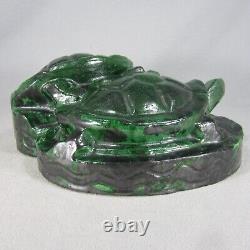 Arts & Crafts Art Deco Art Pottery Turtle Sculpture Handbuilt with Green Glaze