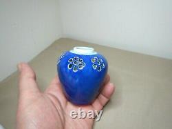 Arts & Crafts British Ruskin Pottery High Fired Blue Glazed Vase 1906