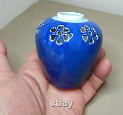 Arts & Crafts British Ruskin Pottery High Fired Blue Glazed Vase 1906