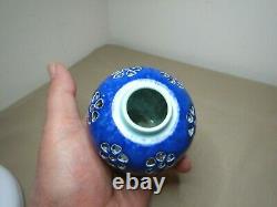 Arts & Crafts British Ruskin Pottery High Fired Blue Glazed Vase 1906