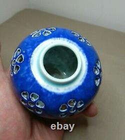 Arts & Crafts British Ruskin Pottery High Fired Blue Glazed Vase 1906