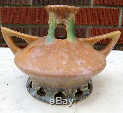 Arts & Crafts Matte Finish Art Pottery Pierced Vase Very Unique